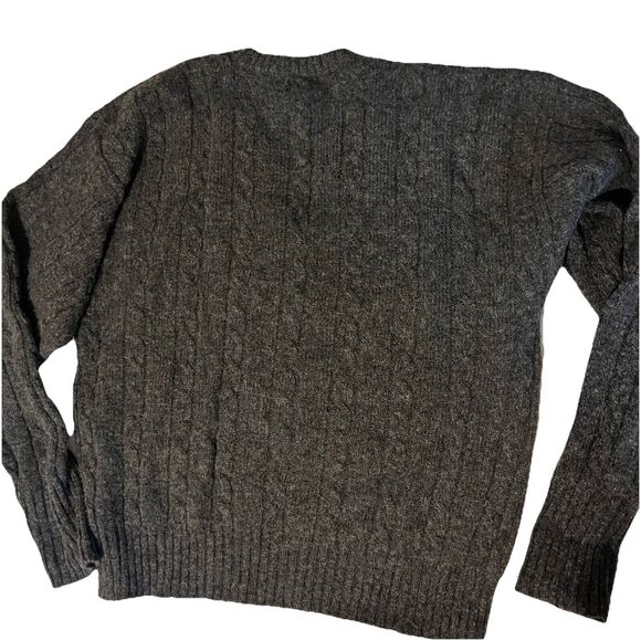 Vintage Christopher Hayes 90s Wool Charcoal Gray V Neck Sweater Preppy L - Picture 5 of 7